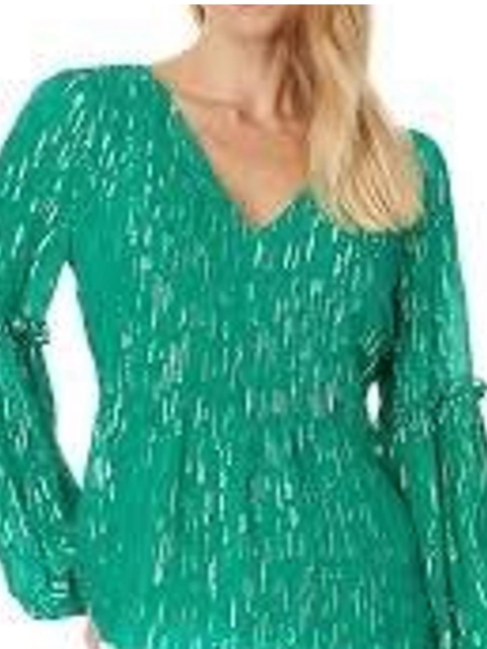 Lilly Pulitzer Cleme Fiddle-leaf Green Viscose Metallic Clip Blouse sz 8